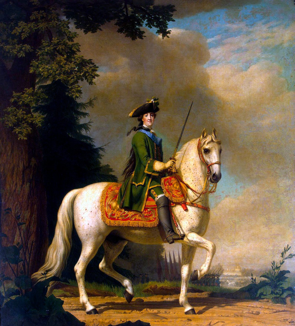 महारानी कैथरीन II का इक्वेस्ट्रियन पोर्ट्रेट, 1729-1796, 1762 के बाद। द्वारा विगिलियस एरचसेन