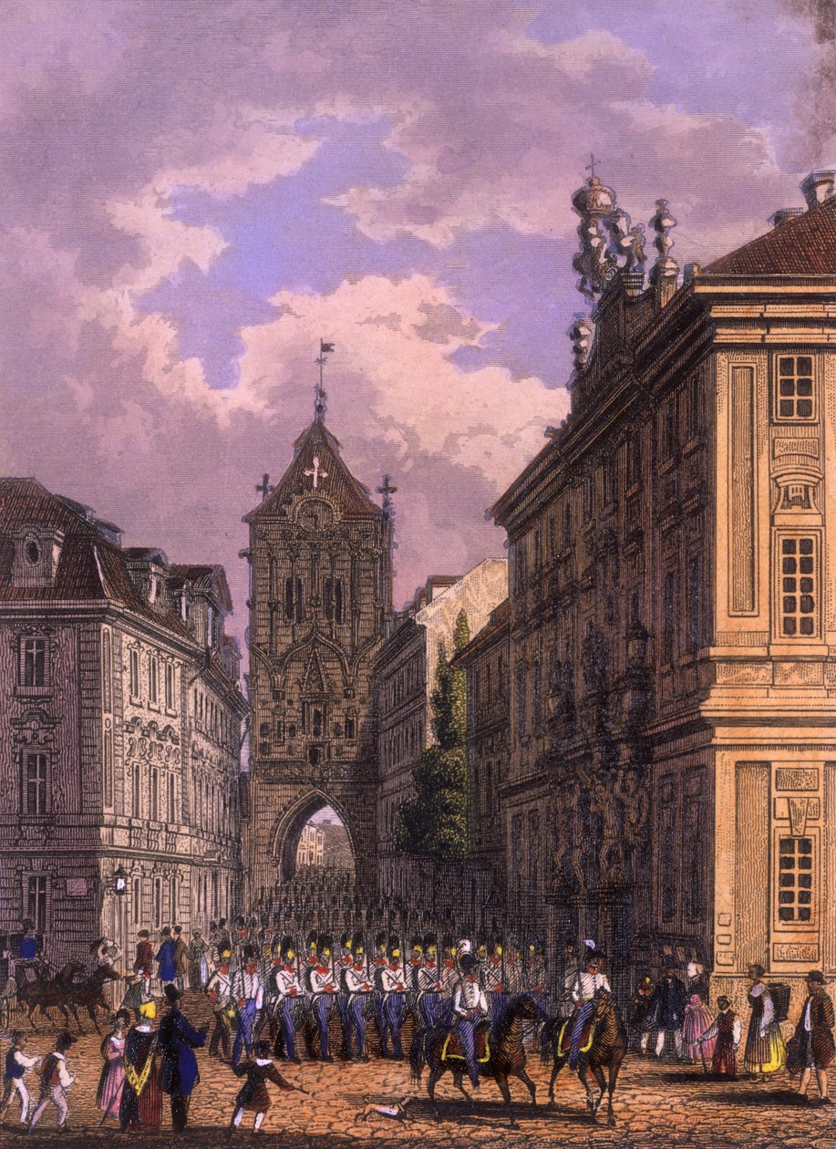 Celetná Street, 1847 (रंगीन स्टील उत्कीर्णन) द्वारा विन्सेंक और गीस्लर, एफ। मोरस्टेड