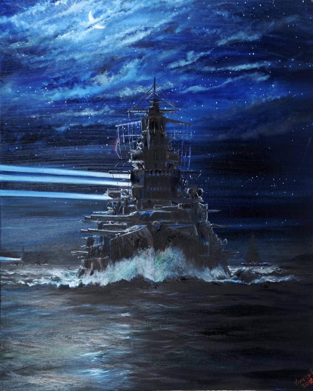 IJN Hiei और अकात्सुकी ने USS अटलांटा, गुआडलकैनाल 1942, 2018 को प्रकाशित किया। द्वारा विंसेंट अलेक्जेंडर बूथ