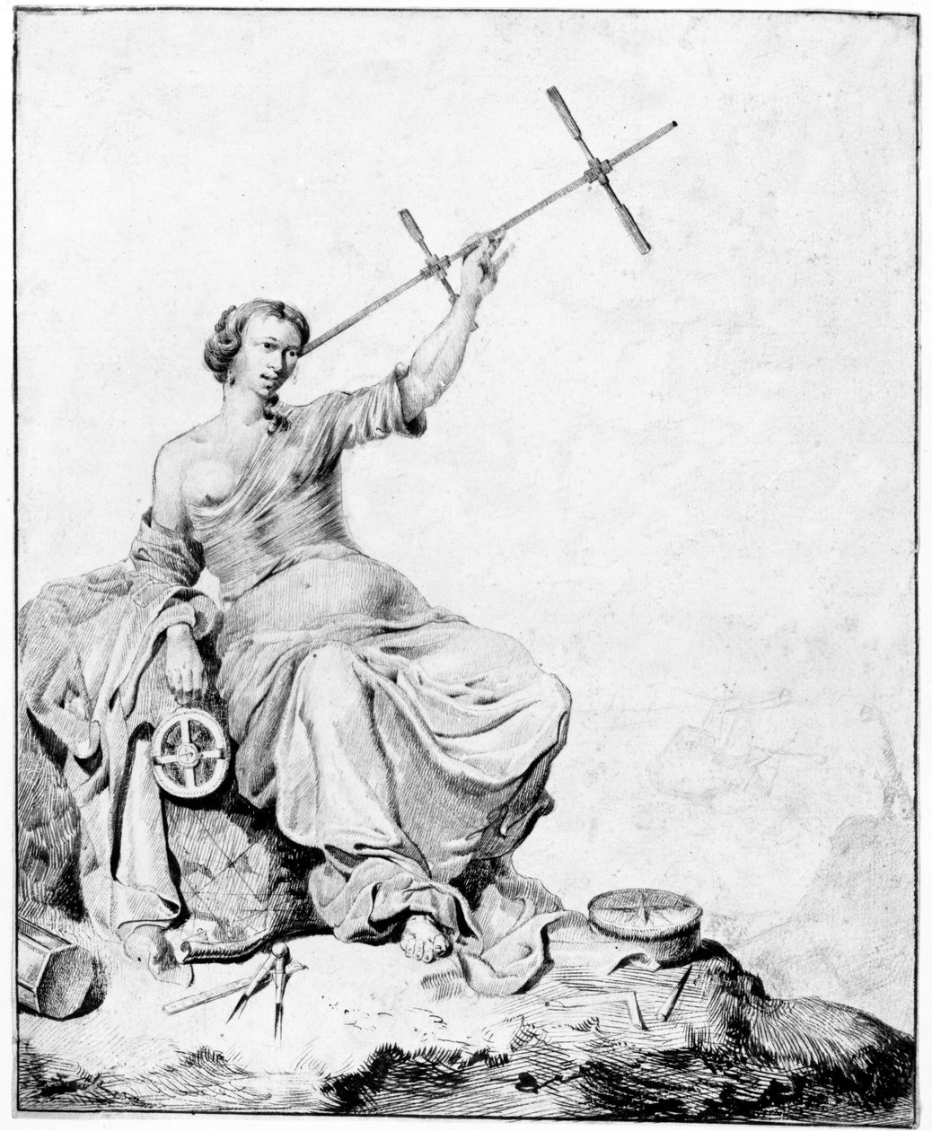 नेविगेशन, c.1670-90 (कागज पर कलम और स्याही और ग्रेफाइट) द्वारा विन्सेंट लॉरेंस वैन डेर विने