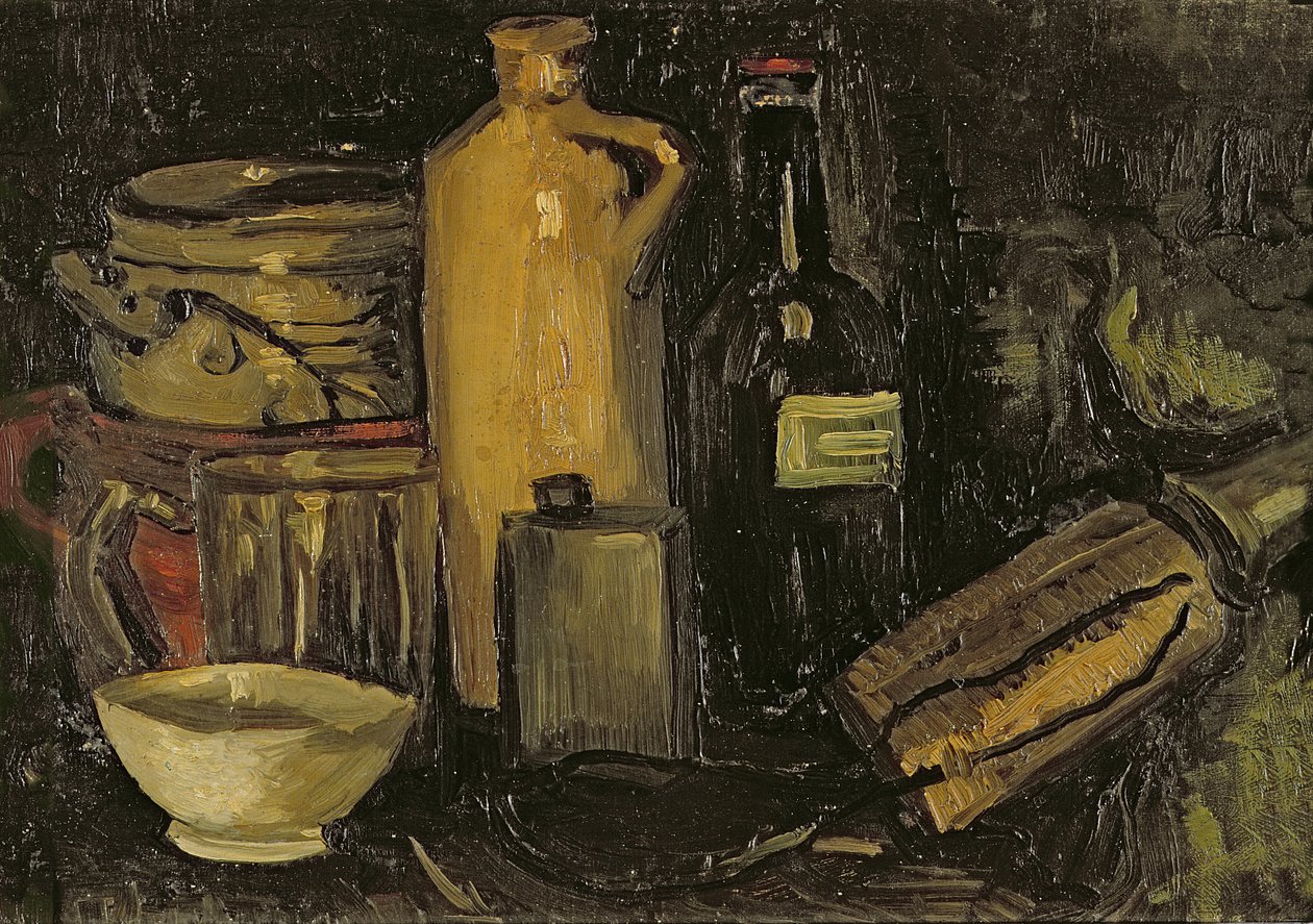 बर्तन, बोतल और बोतल के साथ फिर भी जीवन, c.1886 द्वारा विन्सेंट वैन गॉग