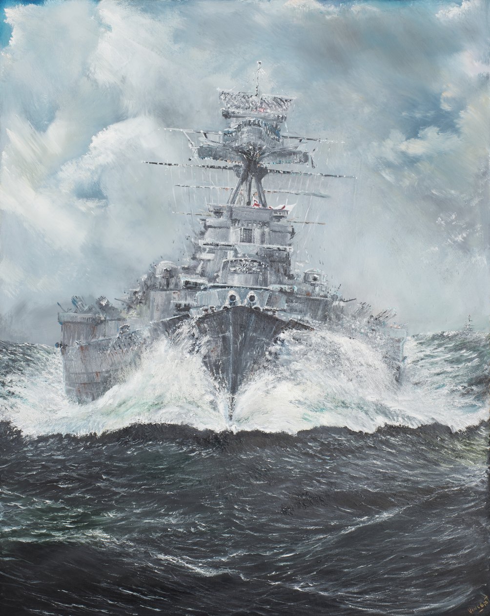 HMS हूड बिस्मार्क के लिए 23 मई 1941, 2014, (कैनवस पर तेल) द्वारा विंसेंट अलेक्जेंडर बूथ