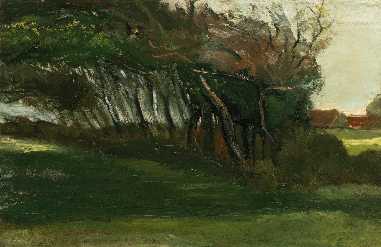 विंडस्क्रीन के पेड़ों के साथ लैंडस्केप, c.1883-84 (कैनवास पर तेल) द्वारा विन्सेंट वैन गॉग