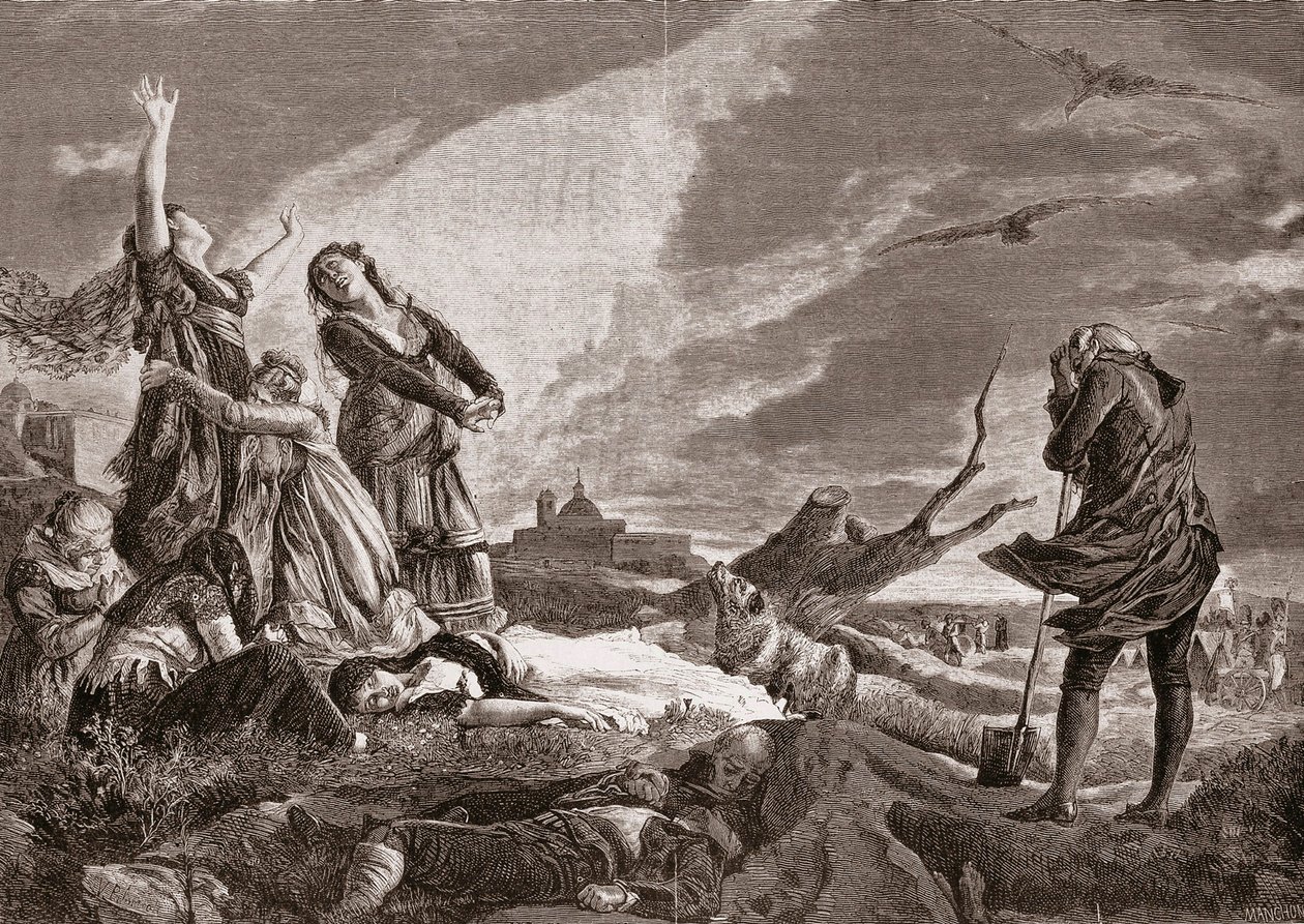 स्पेनिश स्वतंत्रता संग्राम (1808-1814)। 3 मई को मैड्रिड के ला मोनक्लोआ में अंतिम संस्कार द्वारा विन्सेन्ट गोंजालेज पामारोली