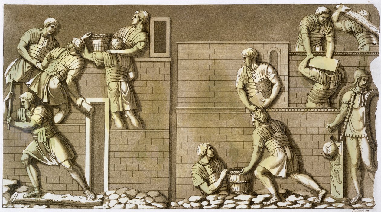 एक किले का निर्माण करते रोमन सैनिक, c1820-1839 द्वारा विटोरियो रेनरी