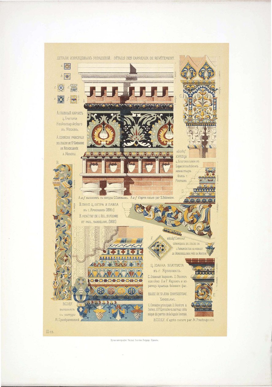 प्राचीन रूसी सजावटी टाइलें, 1895-1898 द्वारा व्लादिमीर वासिलीविच सुस्लोवी