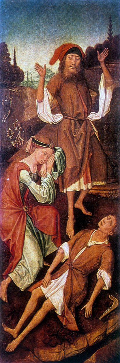 एडम एंड ईव रोइंग ओवर द बॉडी ऑफ एबल, c1440-1495। द्वारा Vrancke van der Stockt