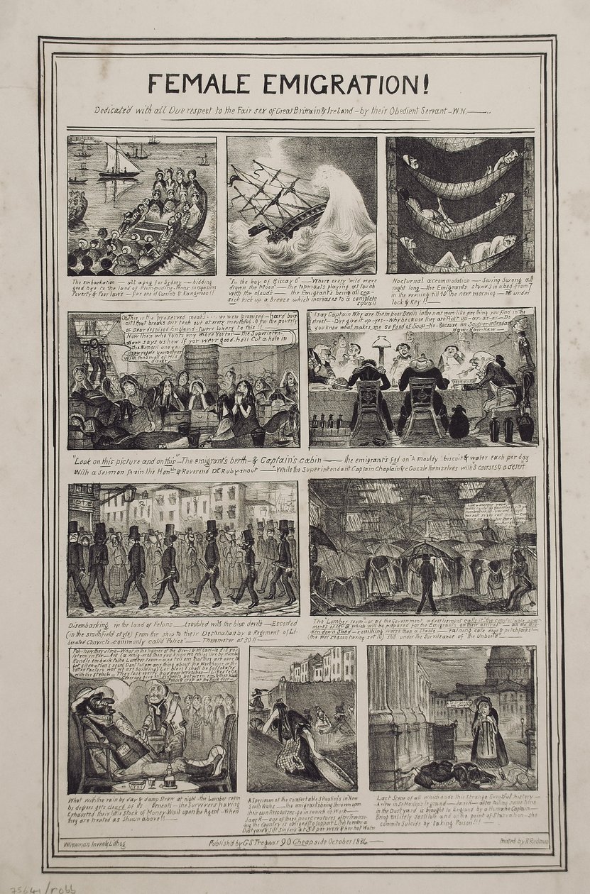 महिला उत्प्रवास!, जी। टीगियर, 90 चेपसाइड, लंदन, अक्टूबर 1834 के लिए आर। रेडमैन द्वारा मुद्रित द्वारा डब्ल्यू। न्यूमैन