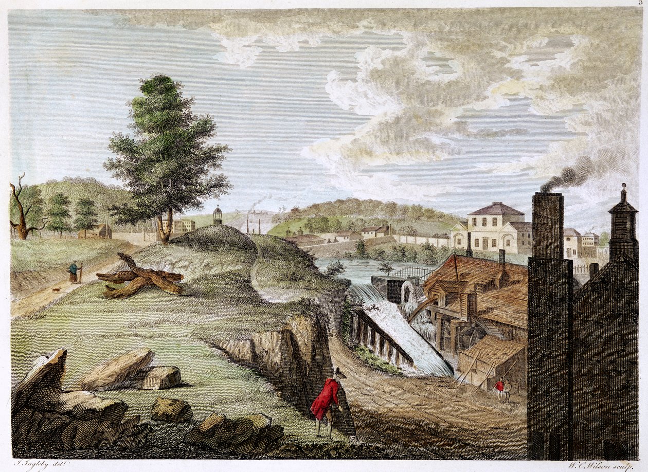 ग्रीनफील्ड ब्रास मिल, होलीवेल, फ्लिंसशायर, वेल्स, 1792 के पास द्वारा WC विल्सन