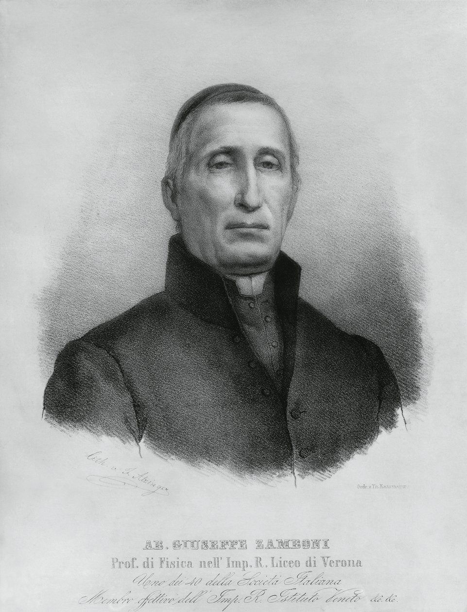 ग्यूसेप ज़ांबोनी (1776-1846) का पोर्ट्रेट, इतालवी कैथोलिक पादरी और भौतिक विज्ञानी द्वारा WG (बाद) थायर