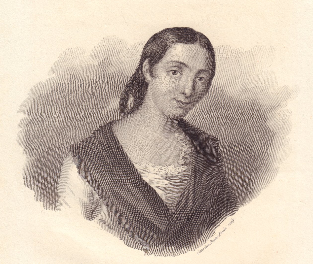 इतालवी लेखक Giustina Renier Michiel (1755-1832) का पोर्ट्रेट, तांबे की नक्काशी द्वारा WG (बाद) थायर