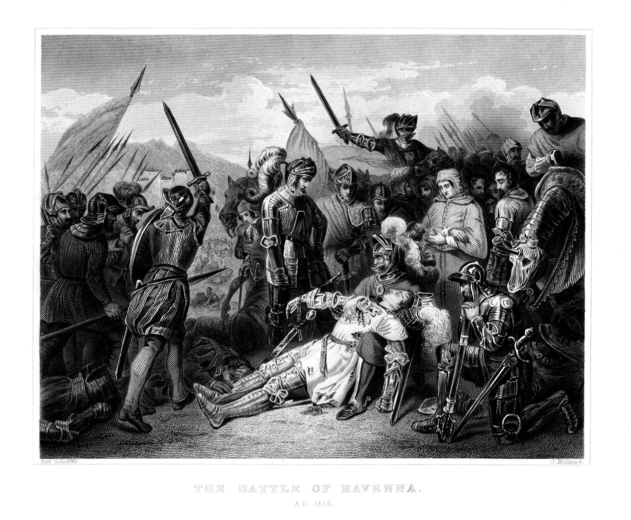 रावेना की लड़ाई, 11 अप्रैल 1512, 1875 द्वारा डब्ल्यू। हुलैंड