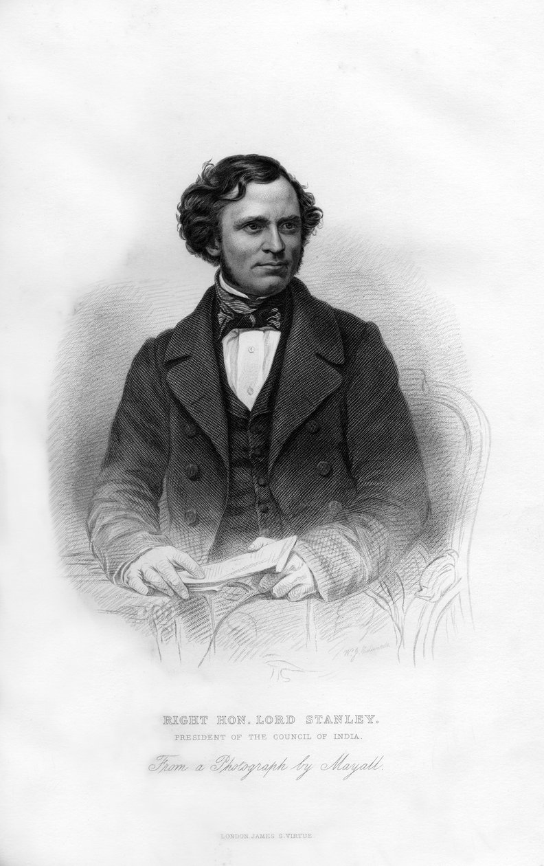 एडवर्ड हेनरी स्टेनली, डर्बी के 15 वें अर्ल, 1826-1893, ब्रिटिश राजनेता, 19 वीं शताब्दी। द्वारा डब्ल्यूजे एडवर्ड्स