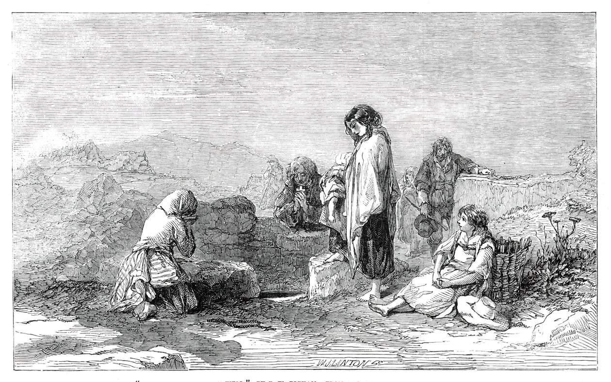 तीर्थयात्री टू द होली वेल - एफडब्ल्यू टोपहम द्वारा - नए जल रंग प्रदर्शनी से, 1845। द्वारा डब्ल्यूजे लिंटन