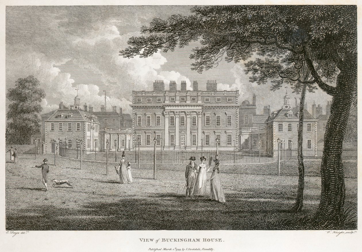 बकिंघम हाउस, वेस्टमिंस्टर, लंदन, 1799 द्वारा डब्ल्यू नाइट