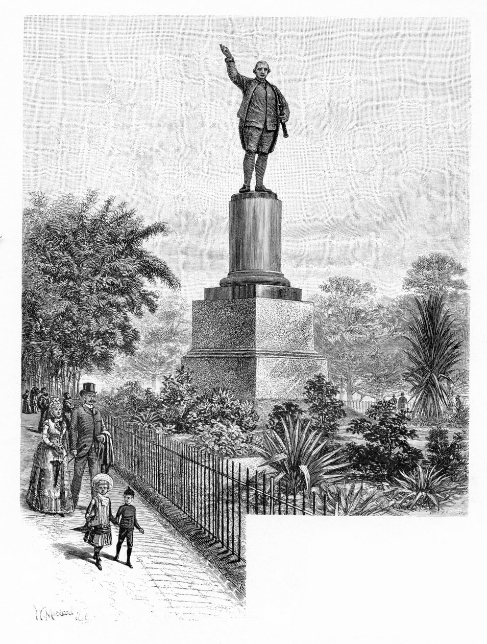कुक स्मारक, हाइड पार्क, सिडनी, ऑस्ट्रेलिया, 1886। द्वारा डब्ल्यू। मैकलोड