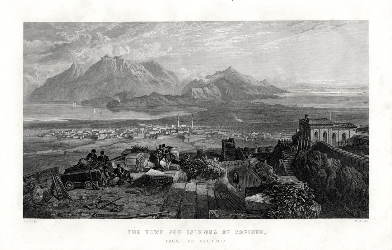 एक्रोपोलिस, ग्रीस, 1887 से कुरिन्थ का शहर और इस्मत द्वारा डब्ल्यू मिलर