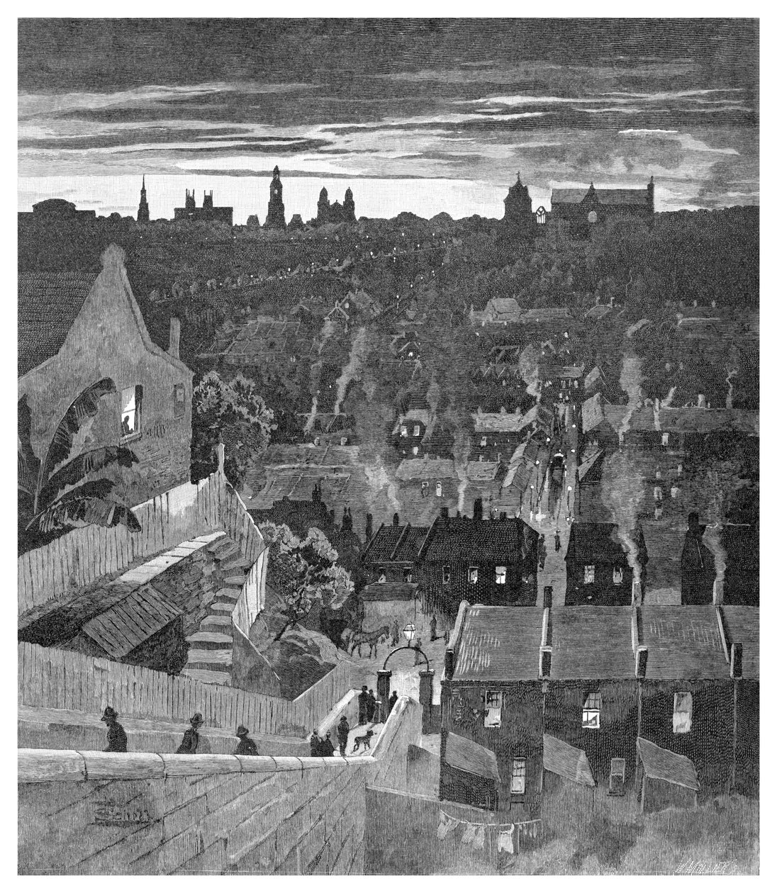 डार्लिंगहर्स्ट, न्यू साउथ वेल्स, ऑस्ट्रेलिया, 1886 से सिडनी की एक झलक। द्वारा डब्ल्यू। मोलियर