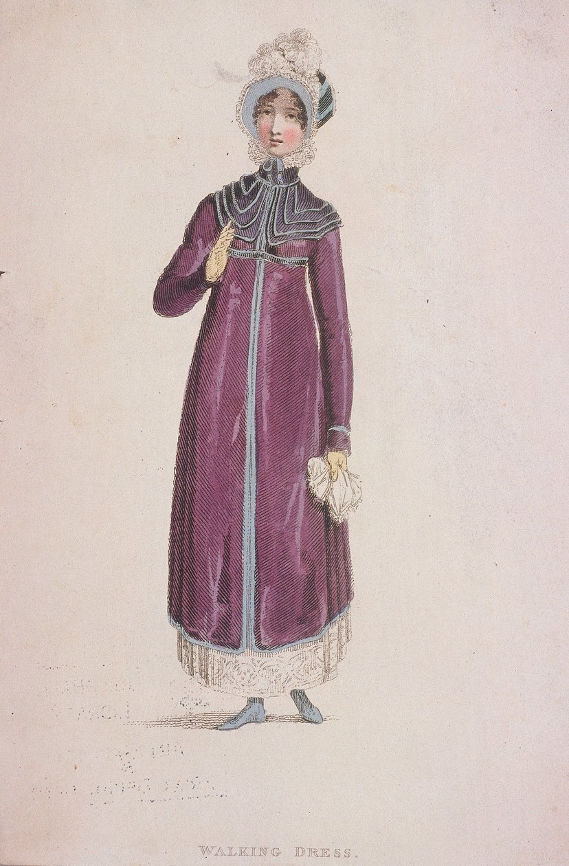चलने की पोशाक में एक महिला, c1810 द्वारा डब्ल्यू पढ़ें
