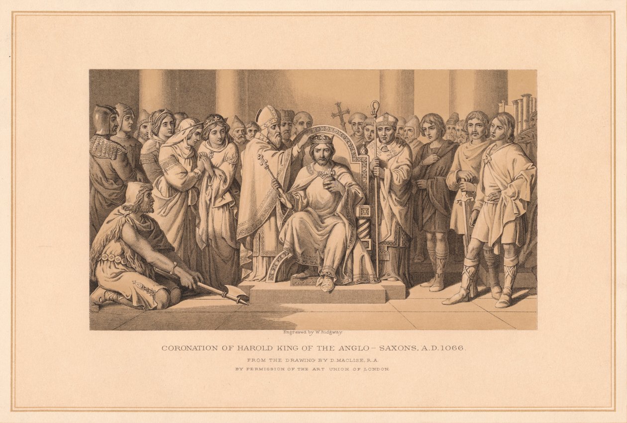 एंग्लो-सैक्सन के हेरोल्ड किंग का राज्याभिषेक, 1066 ई., 1878 द्वारा डब्ल्यू रिडवे