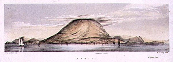 हेनरी सी। ट्रेरी (fl.1849-54), c.1849 (रंगीन लिथो) द्वारा उकेरी गई नेविस, वेस्ट इंडीज के द्वीप पर चार्ल्सटाउन का दृश्य द्वारा WS (बाद) एंड्रयूज