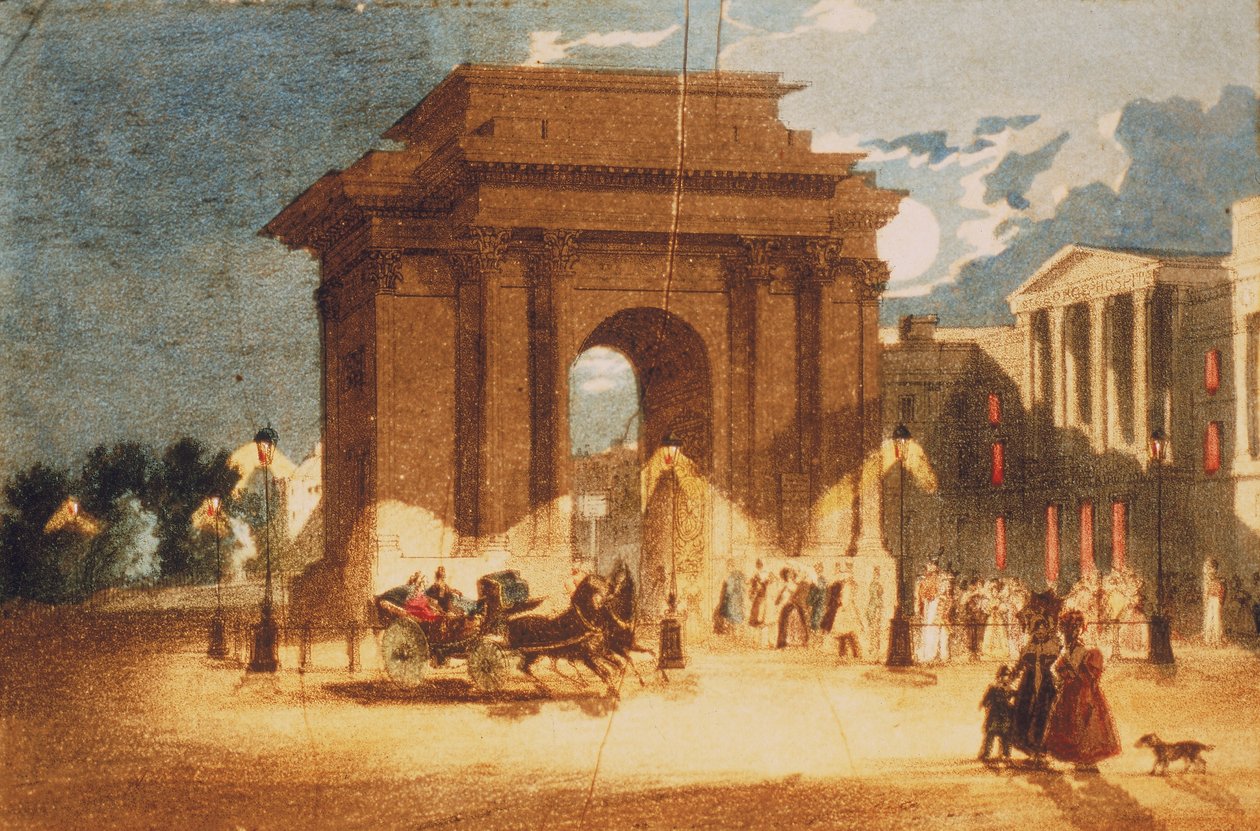 हाइड पार्क कॉर्नर, वेस्टमिंस्टर, लंदन, c1835 द्वारा डब्ल्यू स्पूनर