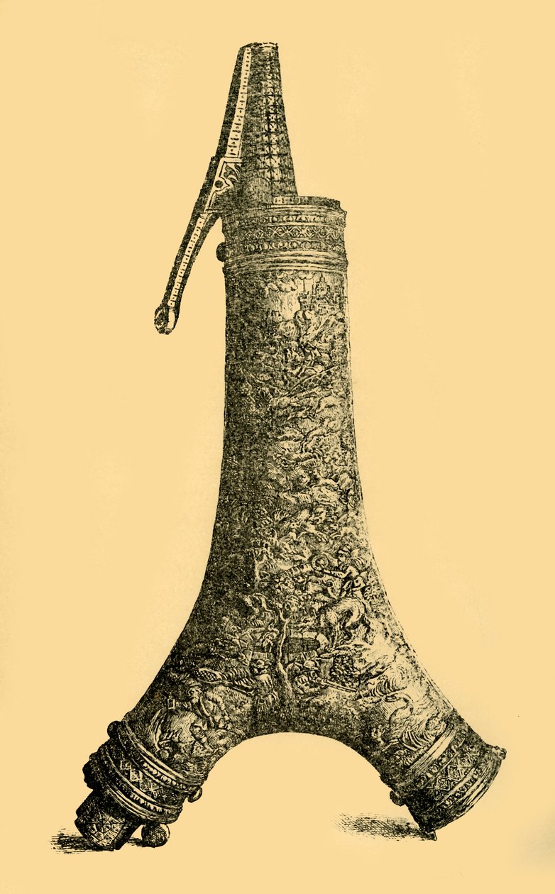 पाउडर फ्लास्क, सी 1580-1600, 1881। द्वारा डब्ल्यू। समझदार