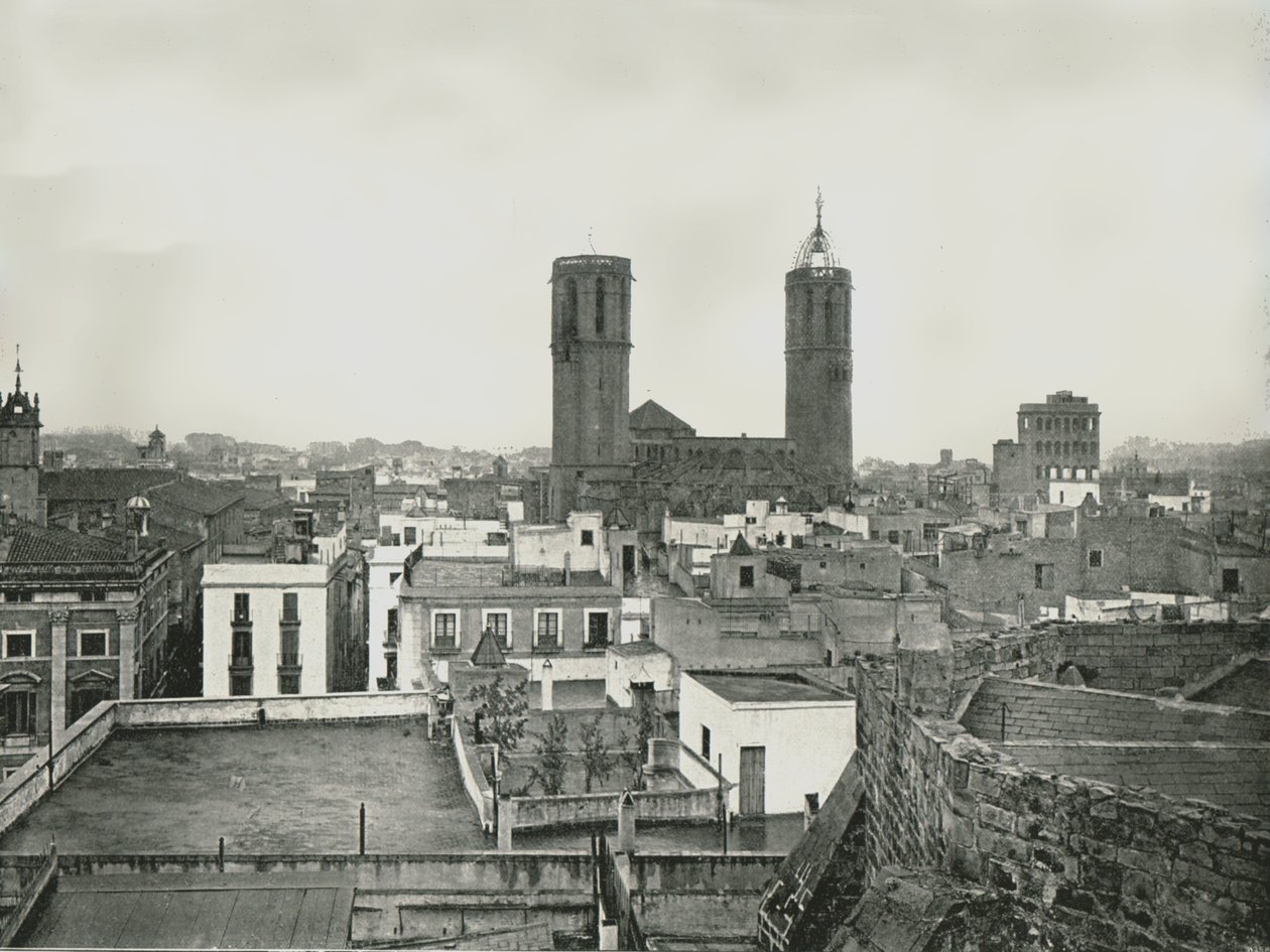 कैथेड्रल, बार्सिलोना, स्पेन के साथ पुराने शहर का हिस्सा, 1895. नहीं द्वारा डब्ल्यू एंड एस लिमिटेड