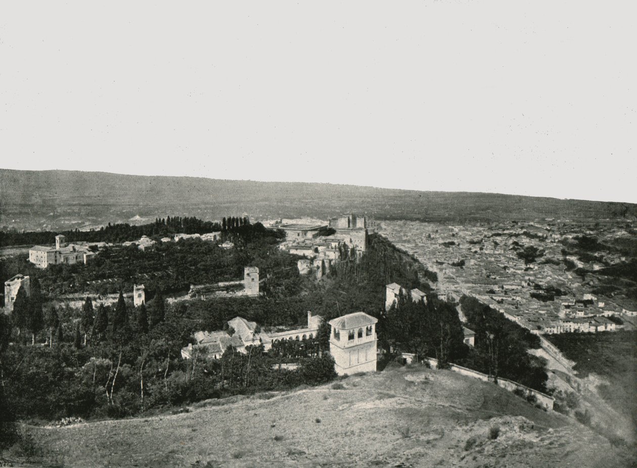 शहर और अल्हमबरा, ग्रेनेडा, स्पेन, 1895। द्वारा डब्ल्यू एंड एस लिमिटेड