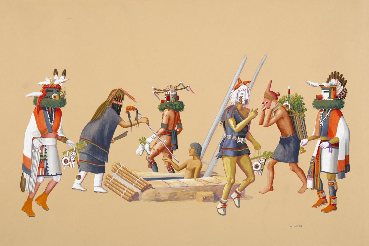 पोवामु सेरेमनी, 1930-40 (बफ़र वोव पेपर पर गुस्सा) द्वारा वाल्डो मुत्ज़का
