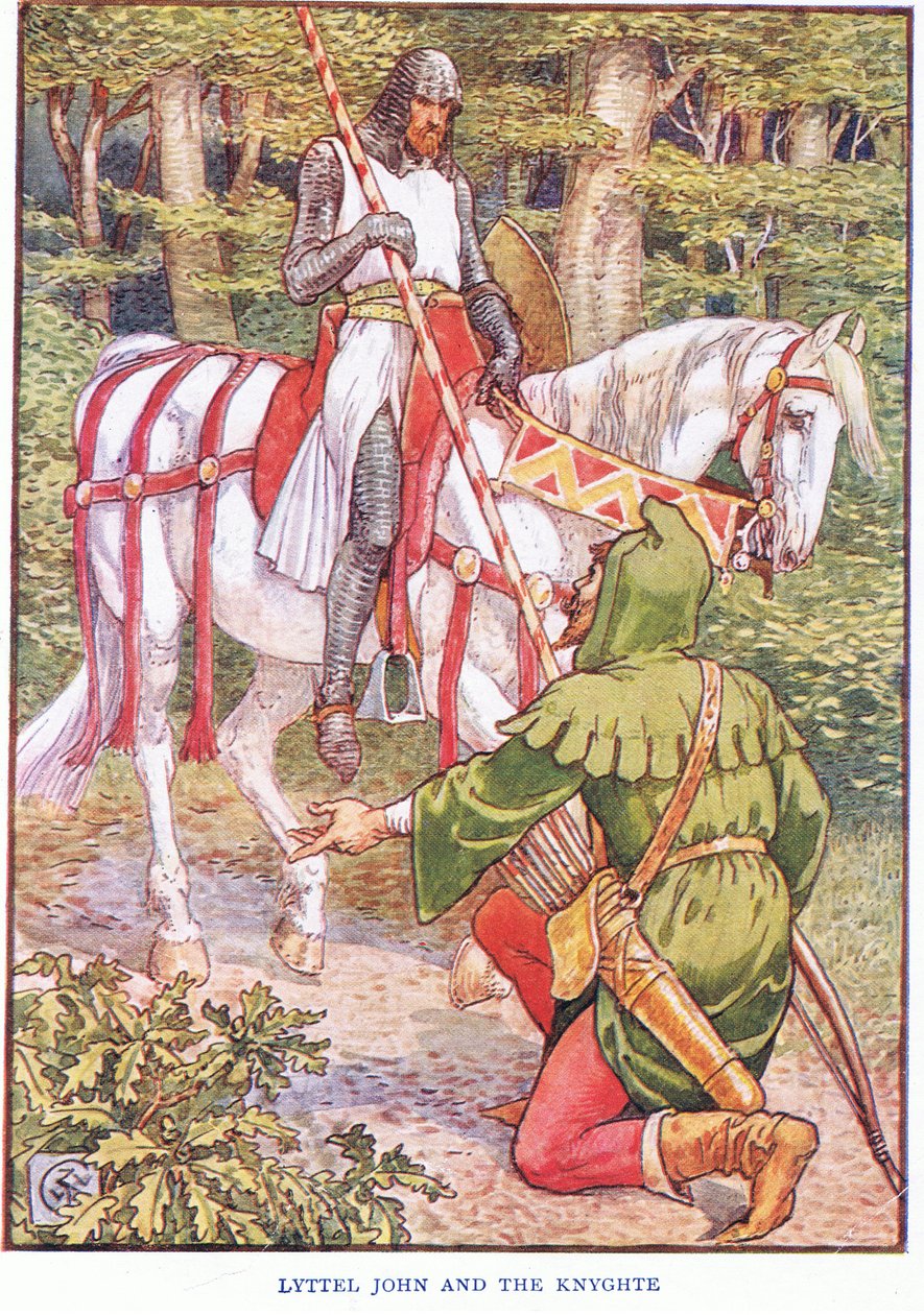 लिटिल जॉन और नाइट, c.1920 द्वारा वाल्टर क्रेन