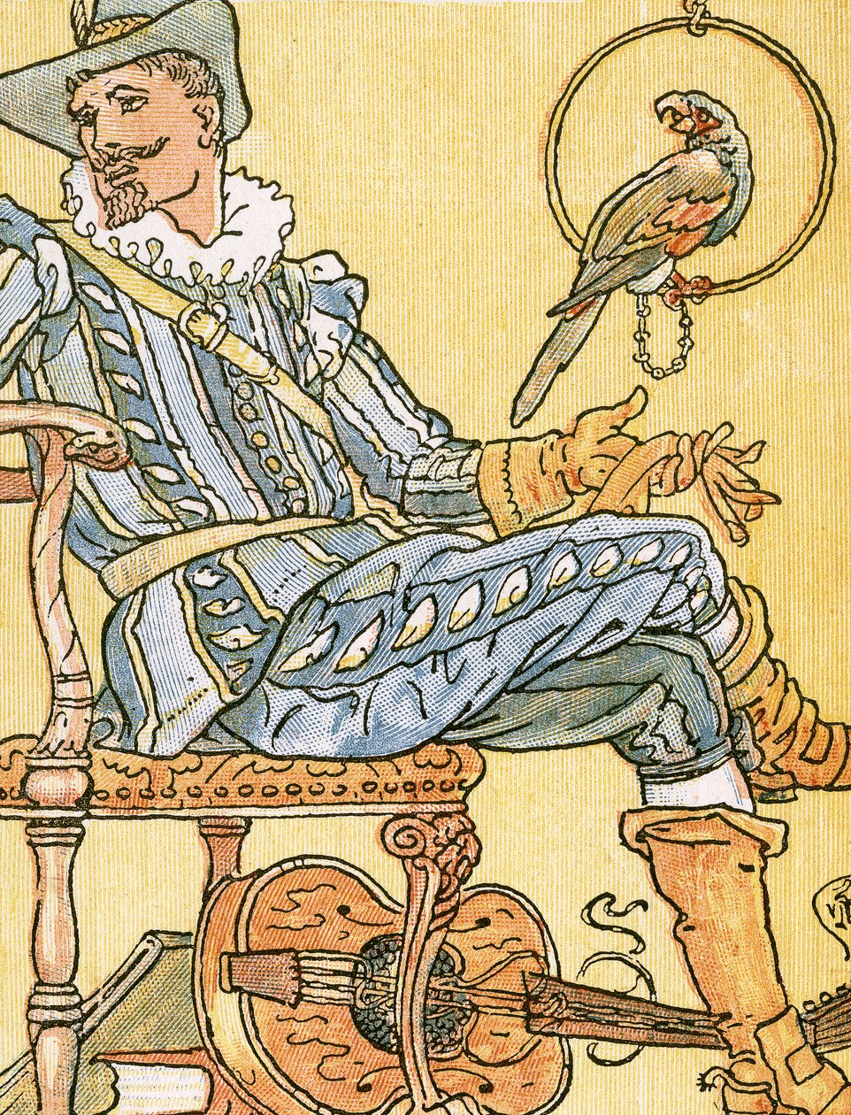 माई लेडी ग्रीनस्लीव्स ’, &39;पैन-पाइप्स’, ए बुक ऑफ ओल्ड सॉन्ग्स, न्युअली अर्रेंजर्ड एंड द एक्सोमपैनमेंट्स विद थेओ का गीत चित्रण। जार्ज राउतलेज अन सन्स, 1884 (रंग) द्वारा लंदन में प्रकाशित मार्ज़ल द्वारा वाल्टर क्रेन