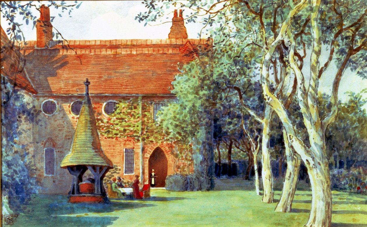 रेड हाउस में चाय, 1907 (कागज पर wc) द्वारा वाल्टर क्रेन