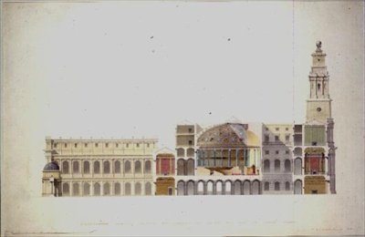 प्रस्तावित डिजाइन - हाउस ऑफ लॉर्ड्स और ग्रैंड कोर्ट, 1841 (wc ड्राइंग) द्वारा वाल्टर एलबी ग्रानविले