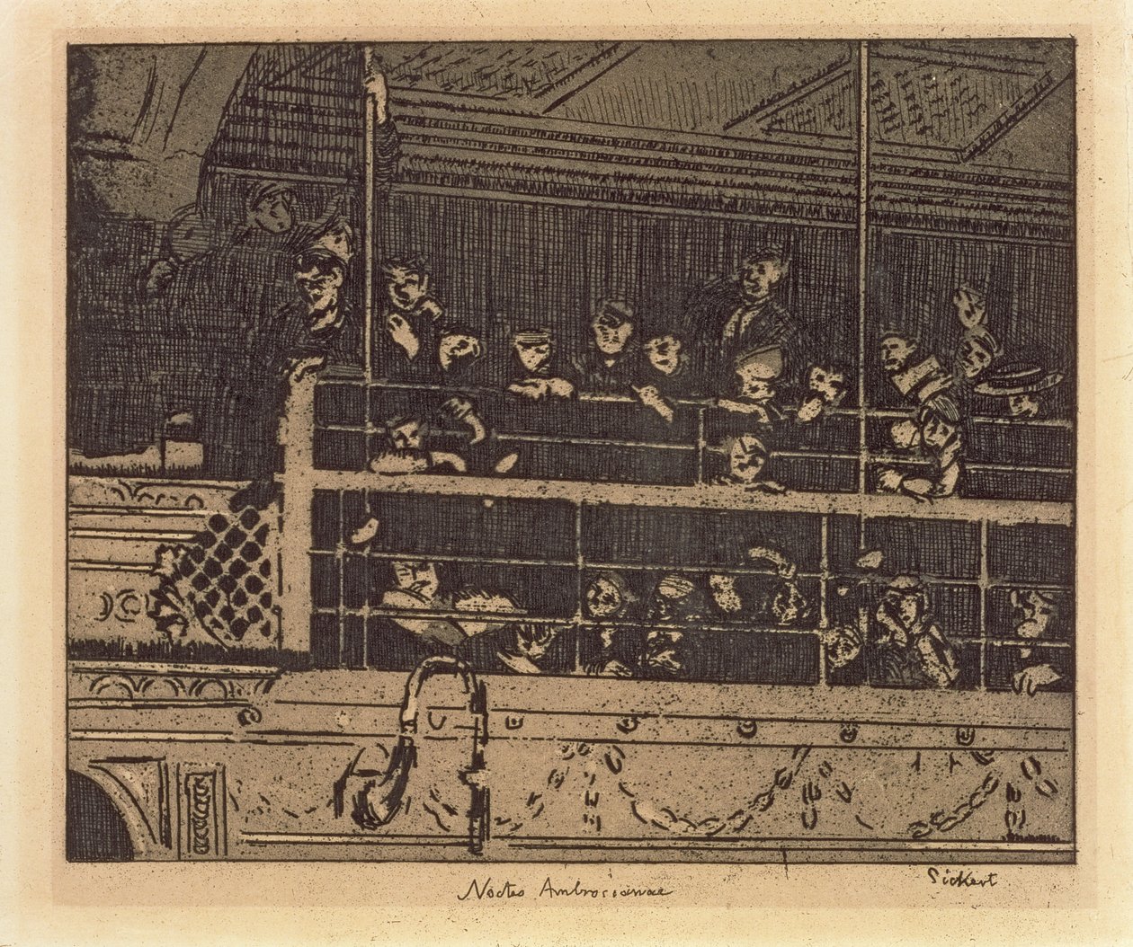 नोक्ट्रस एम्ब्रोसिएन (एम्ब्रोसियन नाइट्स) 1906 (ईचिंग नॉट एक्वाटिंट) द्वारा वाल्टर रिचर्ड सिकर्ट