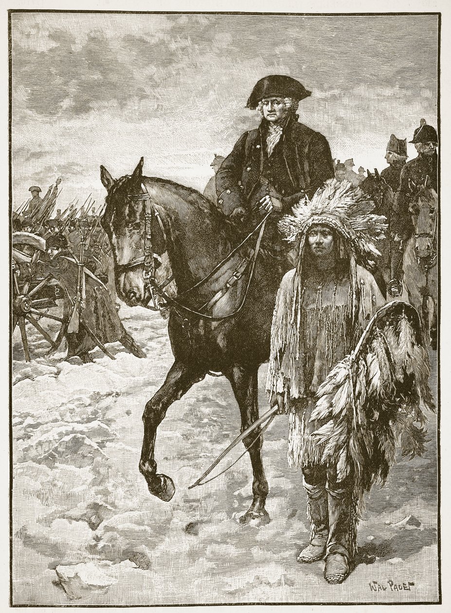 वाशिंगटन, डेलावेयर, 1776 को पार करते हुए, &39;कैसल्स इलस्ट्रेटेड हिस्ट्री ऑफ इंग्लैंड&39; का चित्रण (सीपिया फोटो) द्वारा वाल्टर स्टेनली पेजेट