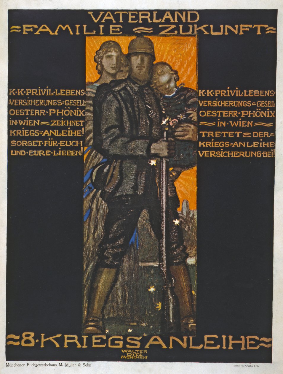 पितृभूमि, परिवार, भविष्य पब। 1918 (रंग लिथोग्राफ) द्वारा वाल्टर डिट्ज