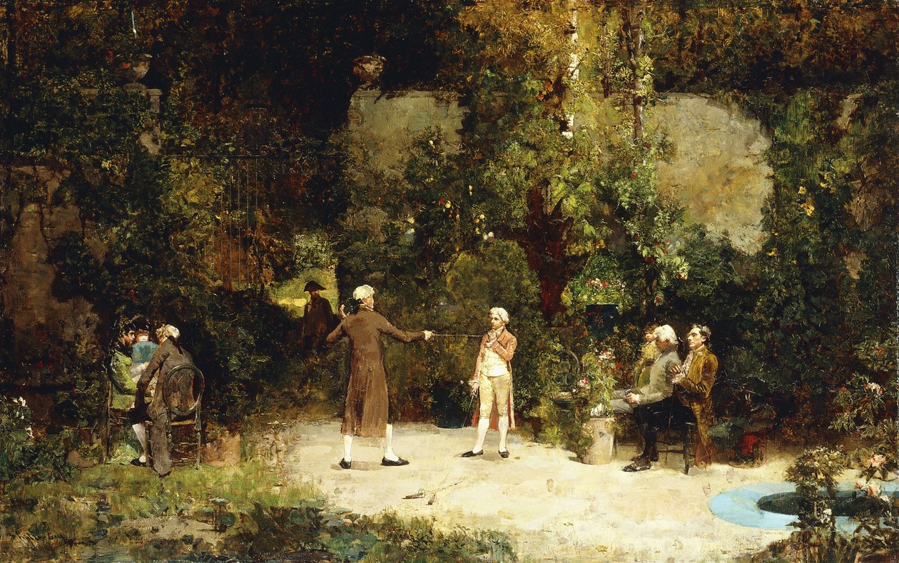 फेंसिंग लेसन, c.1879 (कैनवास पर तेल) द्वारा वाल्टर गे