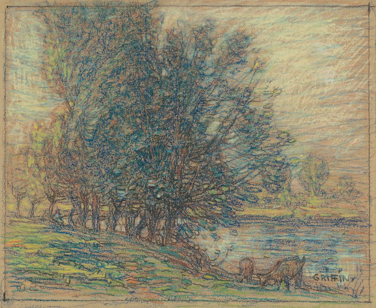 विलो, लोंगप्रे, फ्रांस, c.1911-18 (वोव पेपर पर पेस्टल) द्वारा वाल्टर ग्रिफिन