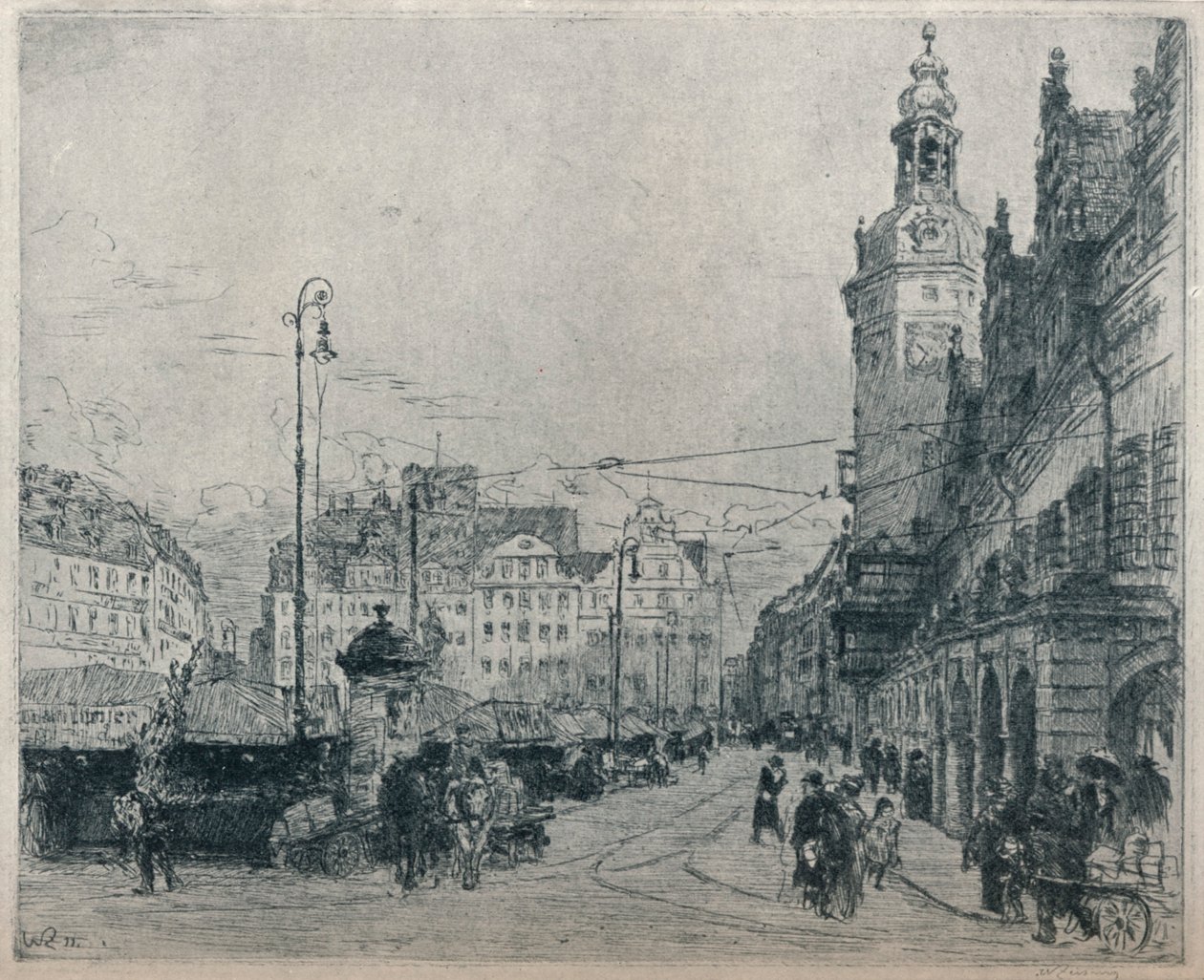 मार्केट प्लेस, लीपज़िग, c1913 द्वारा वाल्टर ज़ीजिंग