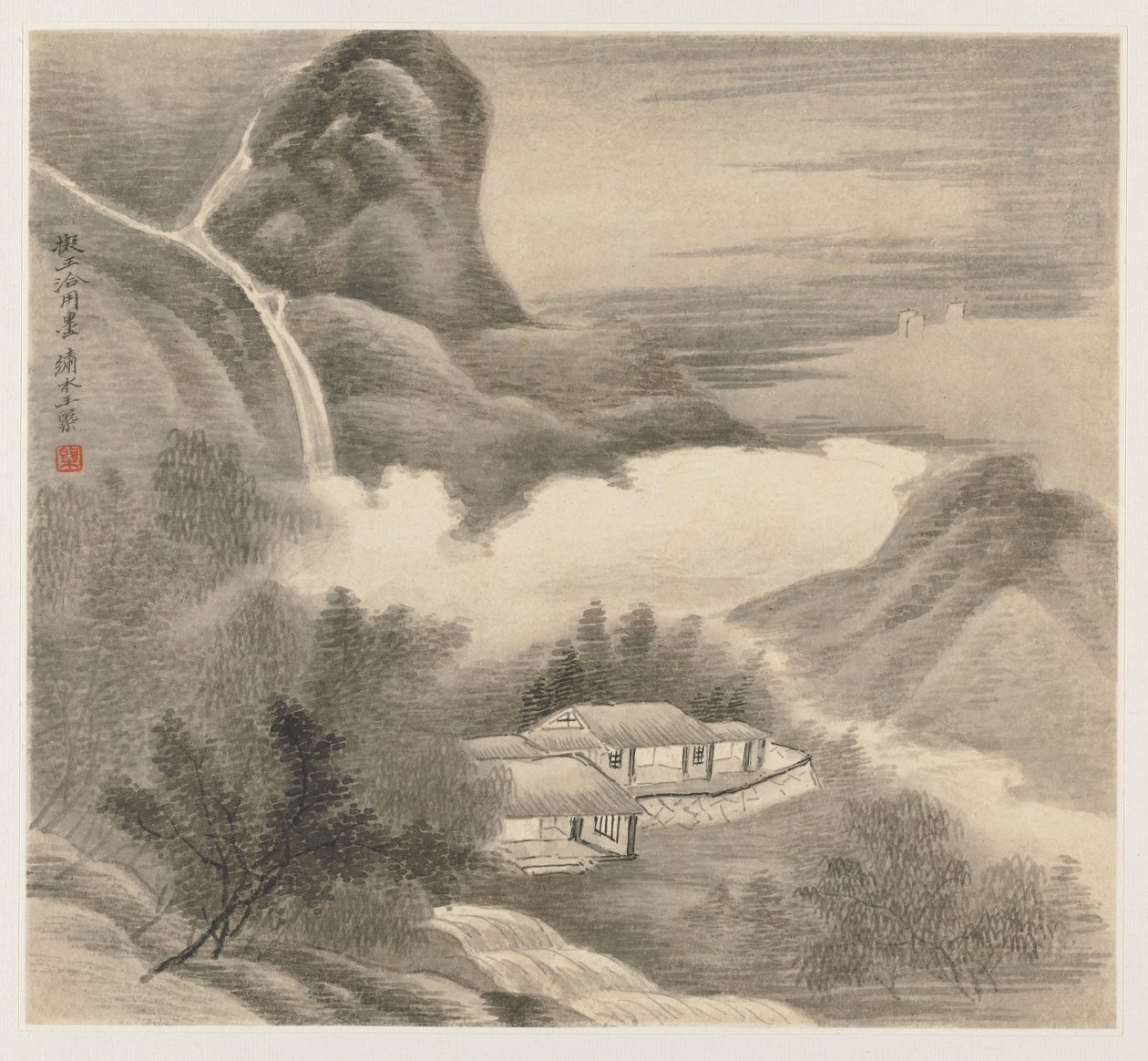 लैंडस्केप का एल्बम: लीफ 5, 1677। द्वारा वांग जी