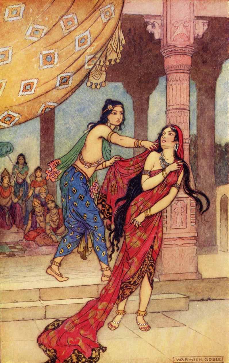 महारानी द्रौपदी की दास्तान, 1913 में प्रकाशित डोनाल्ड ए। मैकेंज़ी द्वारा &39;इंडियन मिथ एंड लीजेंड&39; का चित्रण द्वारा वारविक गोबल