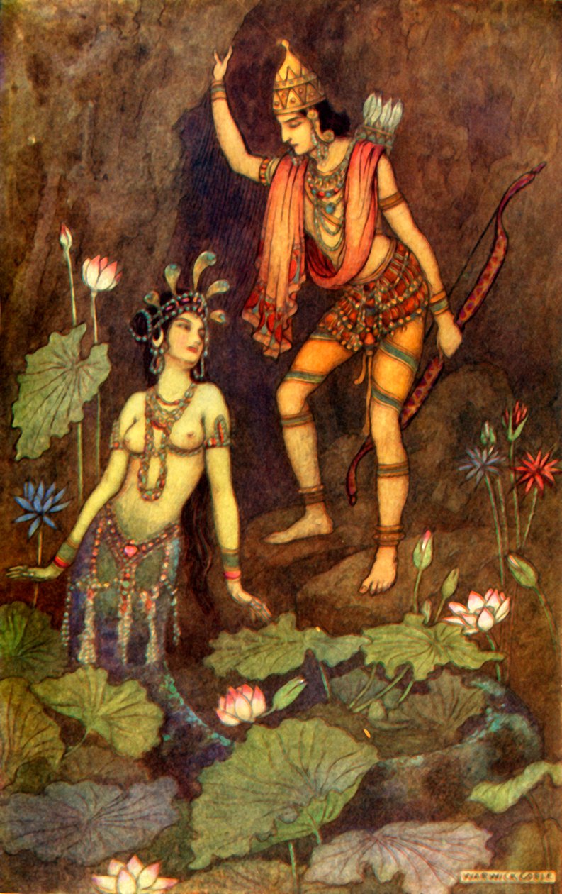 अर्जुन और नदी अप्सरा, 1913। द्वारा वारविक गोबल