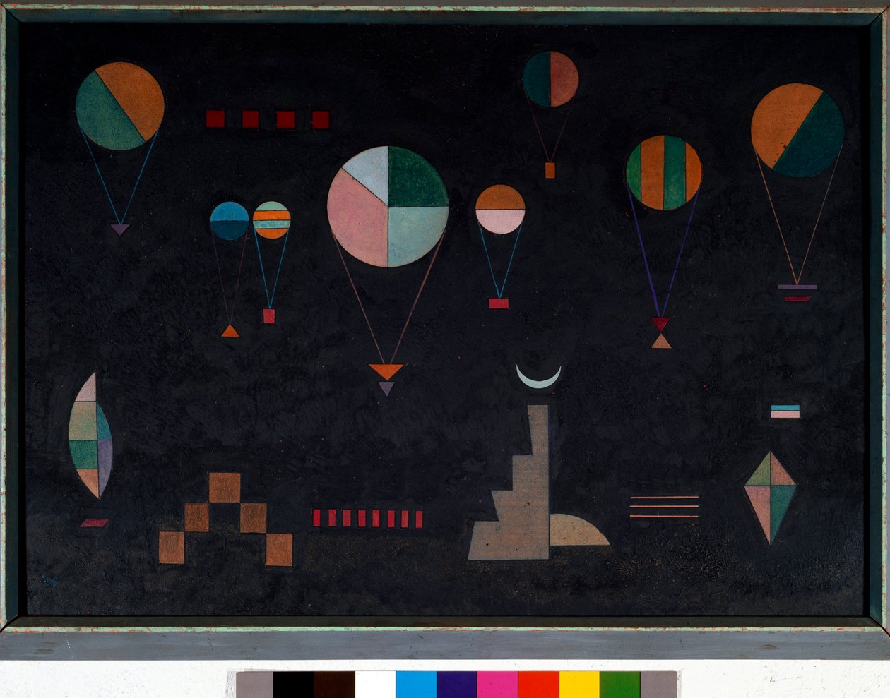 Vassily Kandinsky (या Wassily Kandinski or Kandinskij, 1866-1944) द्वारा कार्डबोर्ड पर फ्लैक टिफ ऑयल। 1930 मंद। 49x70 सेमी निजी संग्रह द्वारा वासिली कैंडिंस्की
