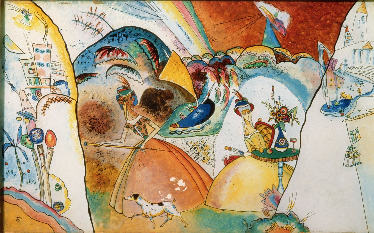 लेडीज इन अ लैंडस्केप, 1918 द्वारा वासिली कैंडिंस्की