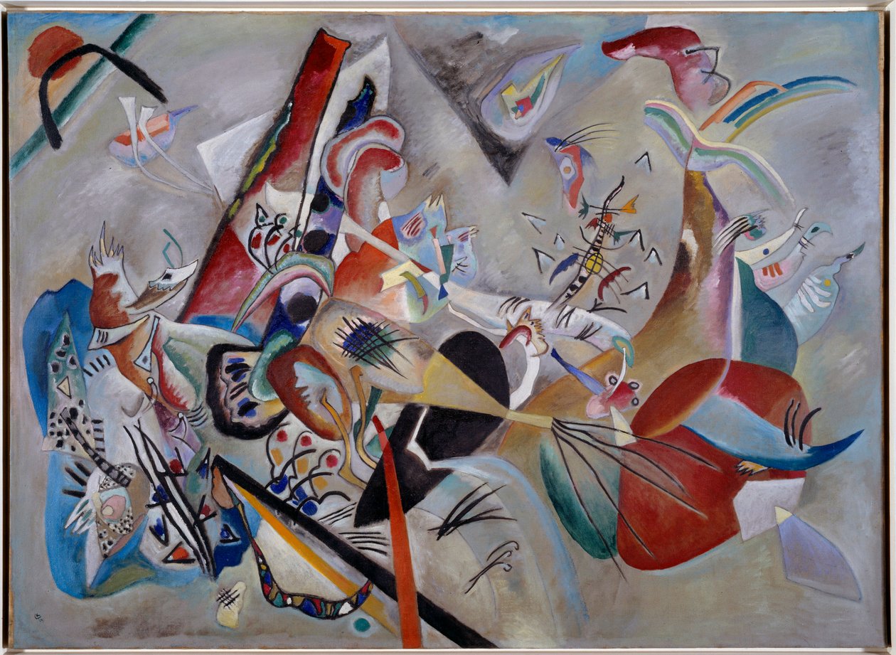 धूसर में। Vassily Kandinsky (या Wassily Kandinski या Kandinskij द्वारा पेंटिंग) द्वारा वासिली कैंडिंस्की