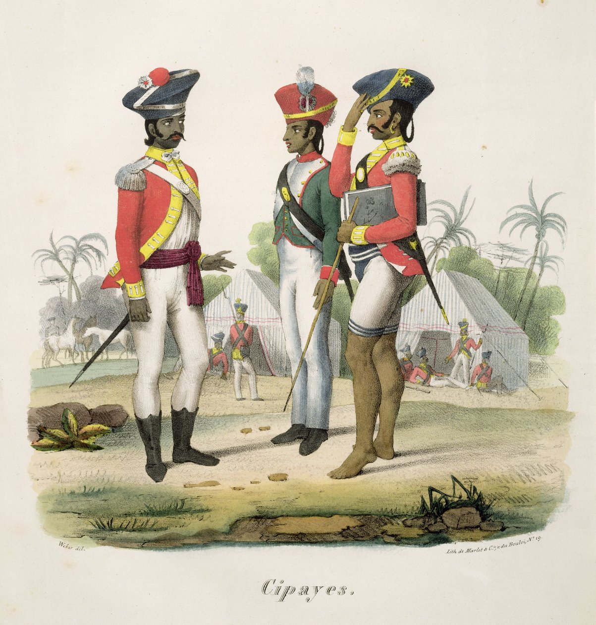 ME Burnouf द्वारा &39;L&39;Inde Francaise&39; से सिपाही, Marlet und Cie द्वारा उत्कीर्ण, 1827-35 द्वारा 