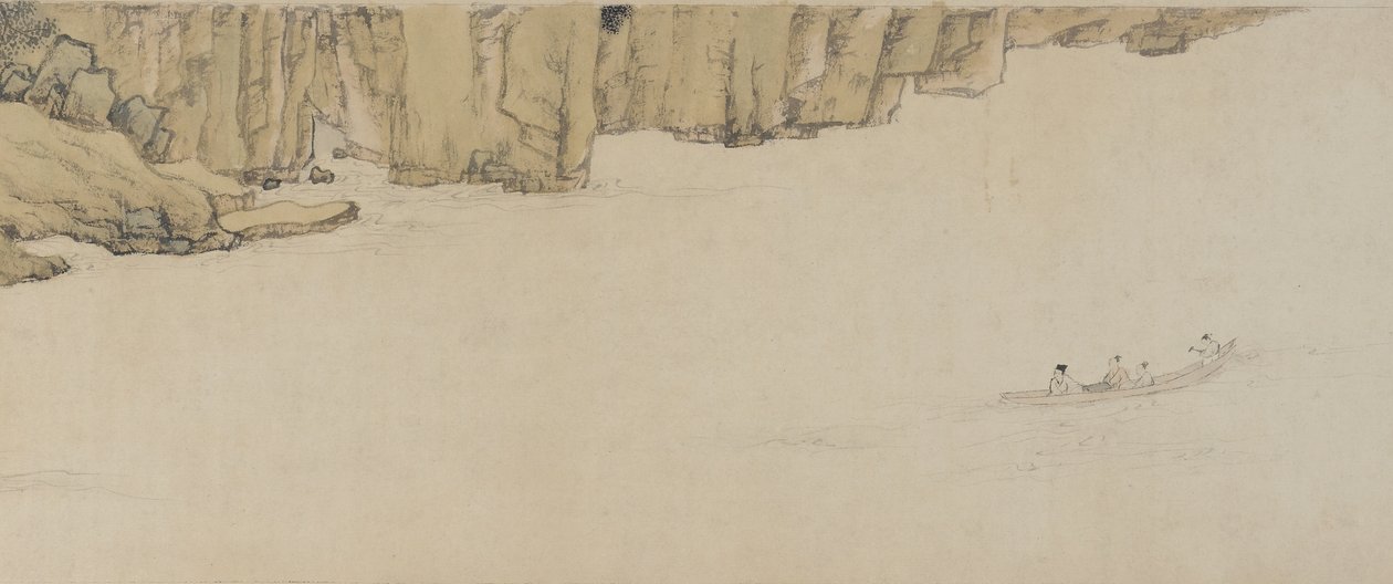 लाल चट्टान के नीचे बोटिंग, मिंग राजवंश, 1552 (कागज पर स्याही और रंग) द्वारा वेन झेंगमिंग