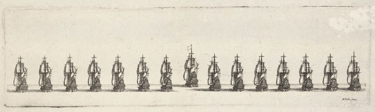 लाइन में एक बेड़ा द्वारा Wenceslaus Hollar
