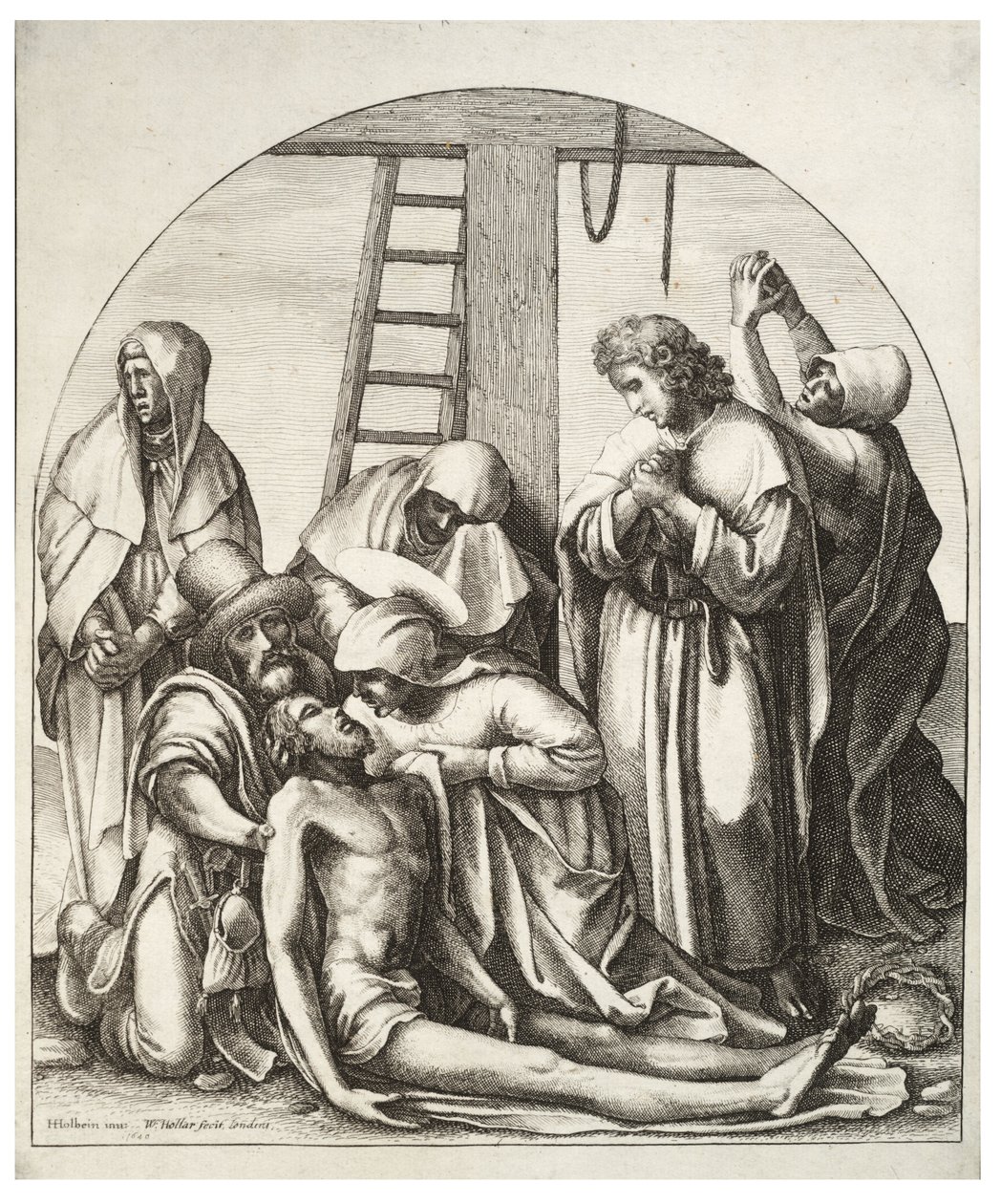 Holbein के बाद, क्रॉस से उतरना द्वारा Wenceslaus Hollar